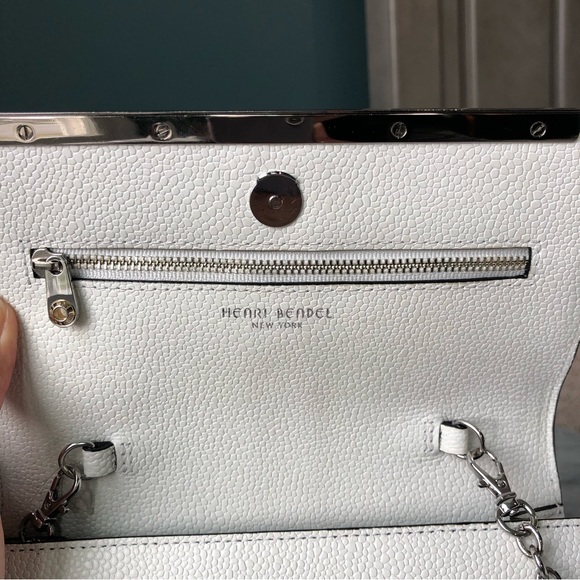 Henri Bendel White Leather Crossbody Handbag with Silver Details - Picture 8 of 15